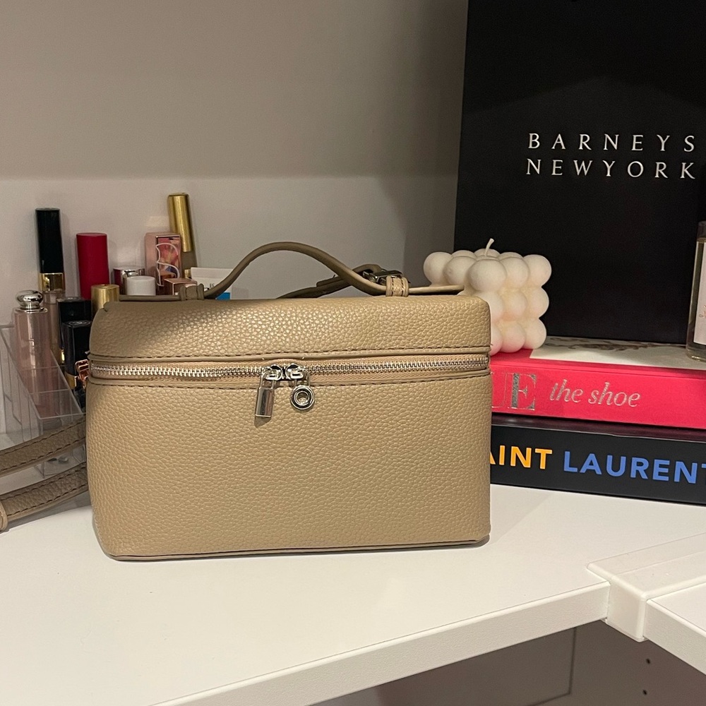 Beige Textured Handbag